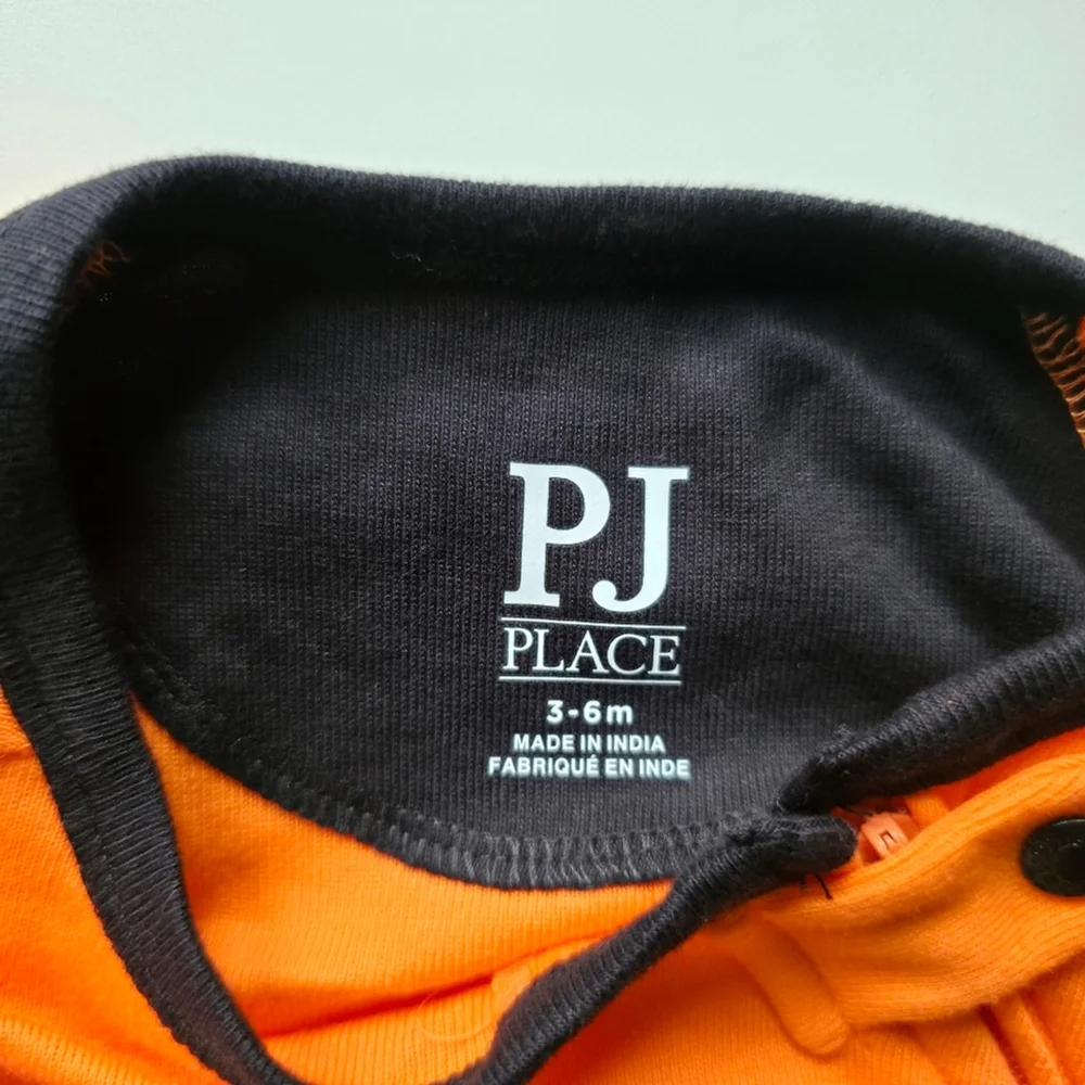 PJ Place Baby Jack-O’-Lantern Halloween Footed Sleeper | 3–6 Months 100% Cotton - Picture 7 of 9